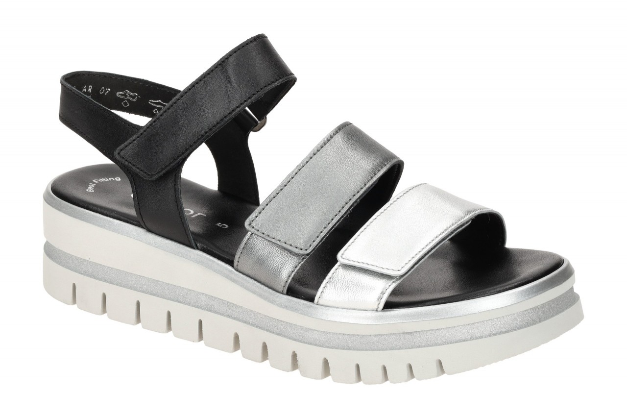 Gabor 84.620.61 Damen Sandalette Silber Schwarz Grau Best Fitting