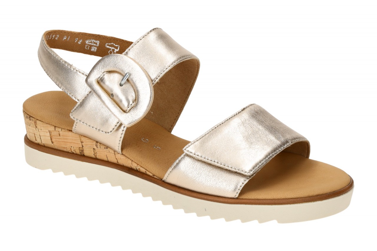 Gabor 62.752.83 Damen Sandalette Beige Puder Keilabsatz Klettverschluss