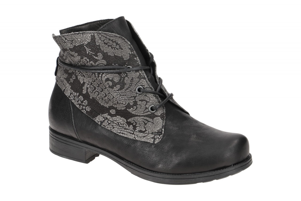 Think 3-000831 Damen Stiefeletten Schwarz Glattleder Blockabsatz