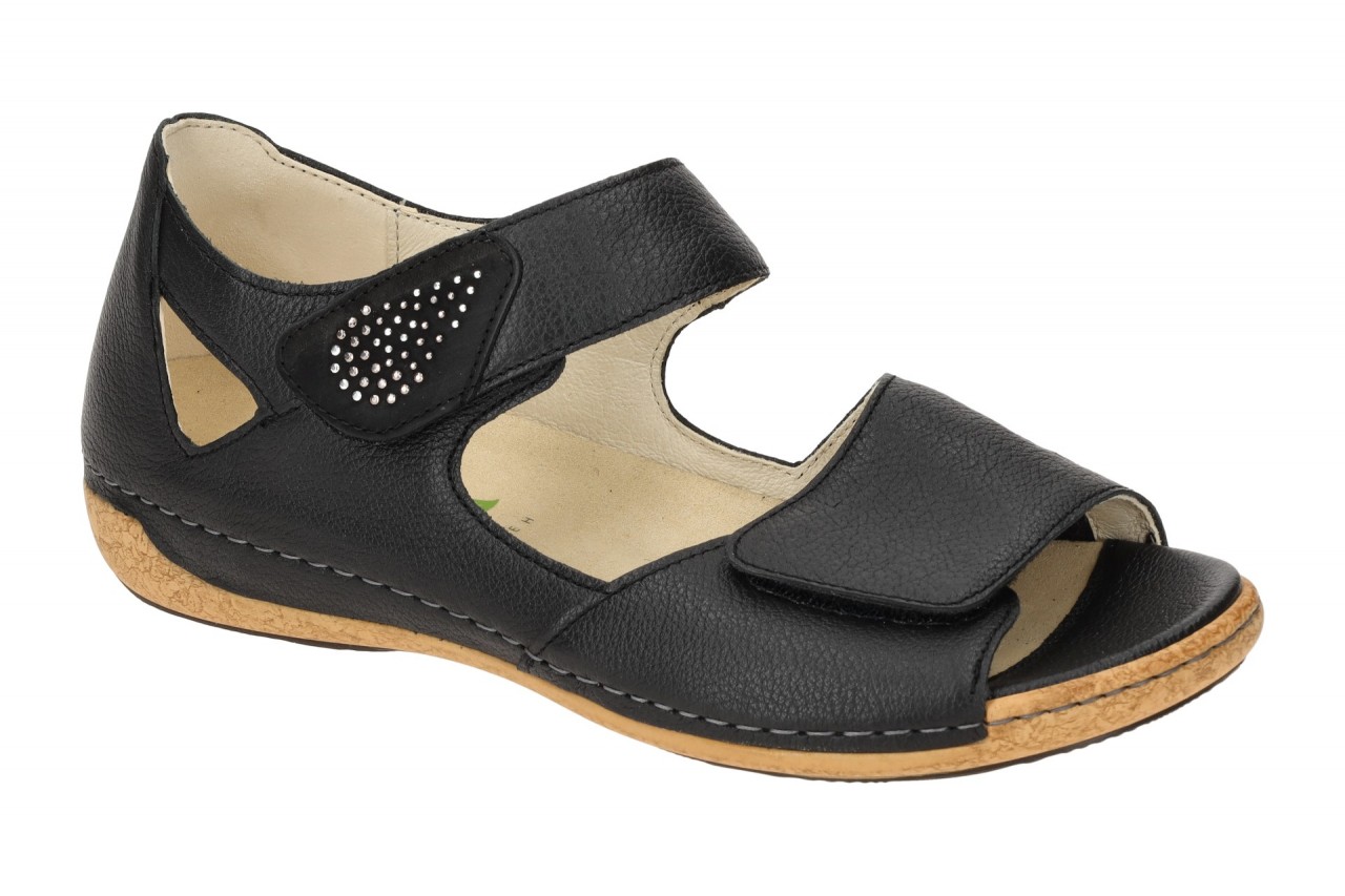 Waldl?ufer 342H80 Damen Sandale Schwarz OrthoTritt Keilabsatz - Bequeme Weite H