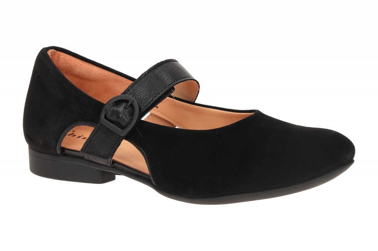 Think 1270 Schwarz Damenschuhe Mary Jane Ballerina mit Klettverschluss