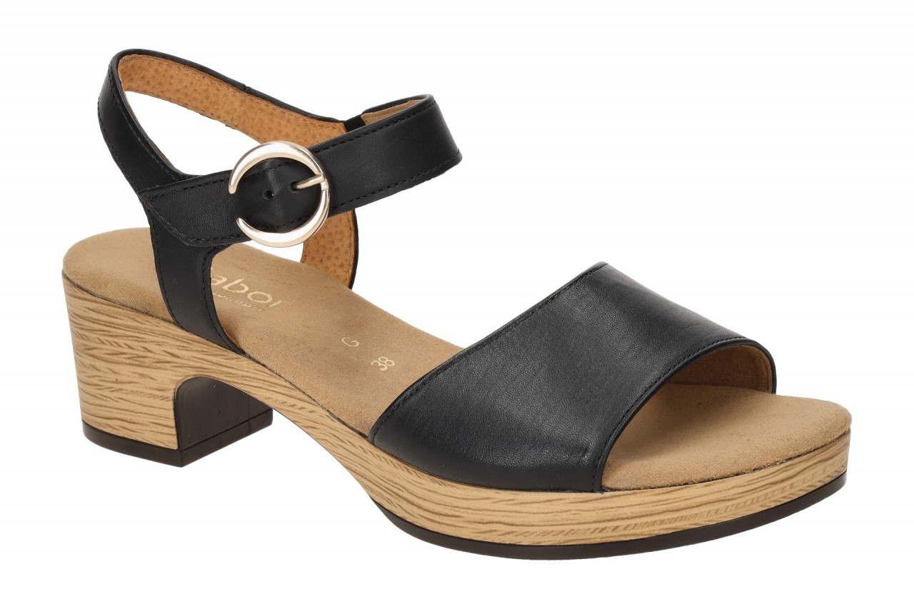 Gabor 82.071.57 Damen Sandalette Schwarz (Gold) Riemchen Plateau-Sandalette