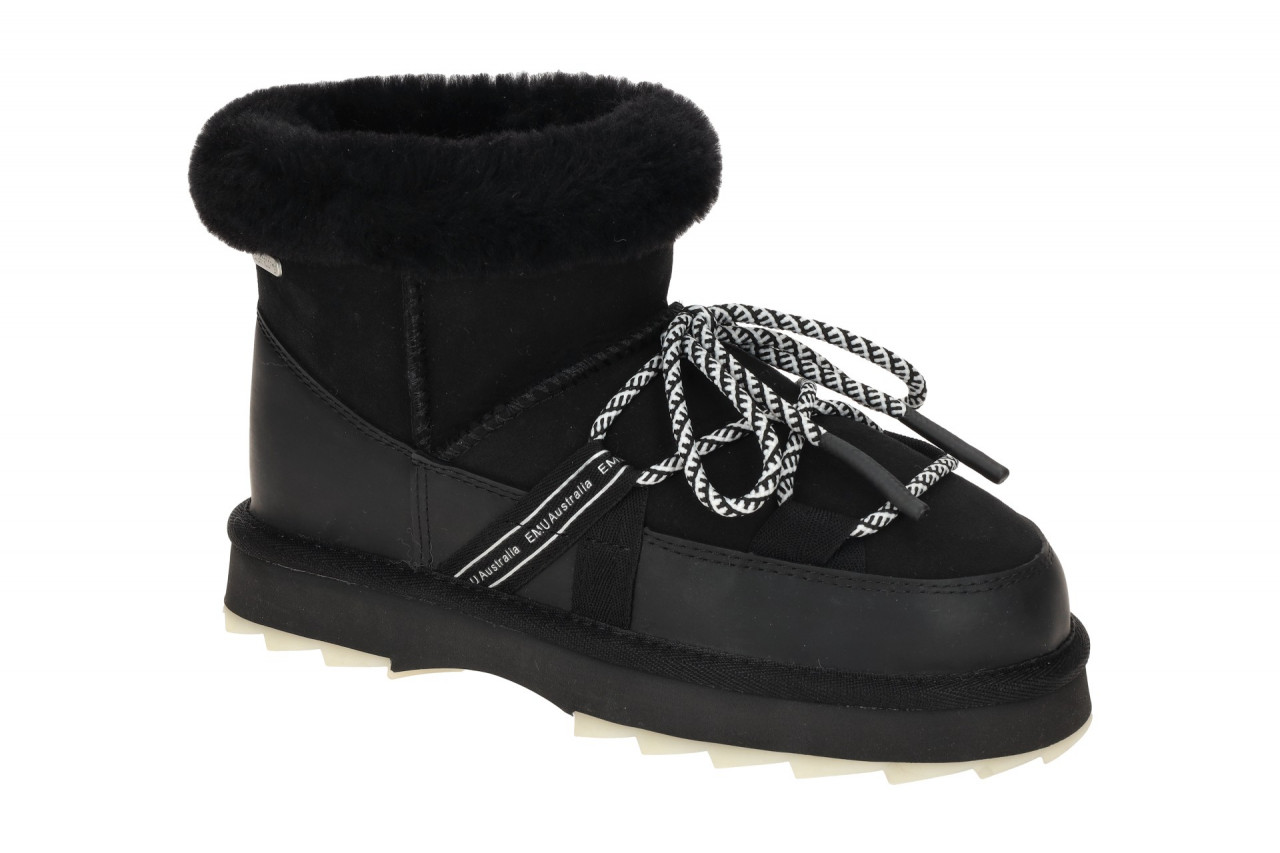 EMU Damen Winterstiefelette W13129 BLAK Schwarz Leder Lammfell Warmfutter EVA...