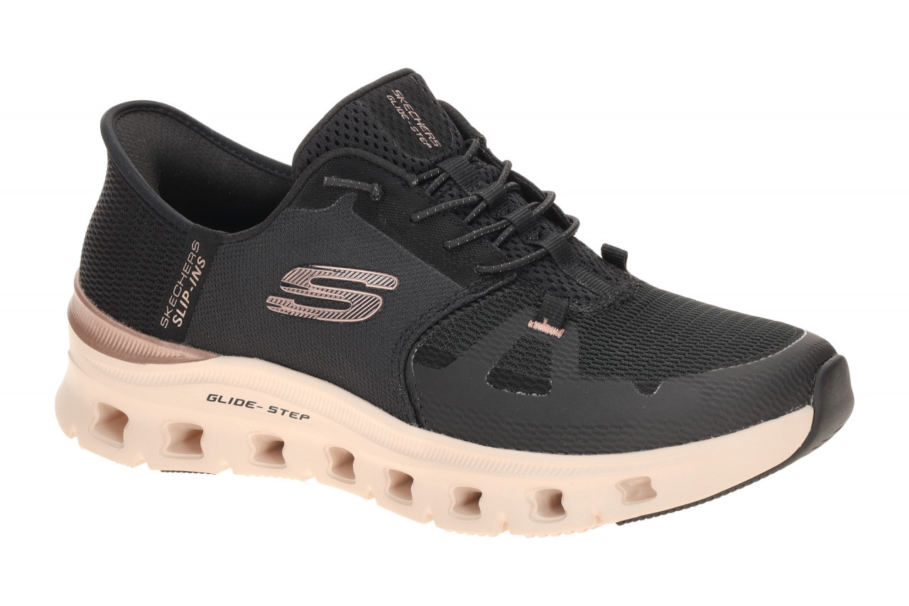 Skechers GLIDE STEP 150438 BKRG schwarz - sportliche Slipper f?r Damen