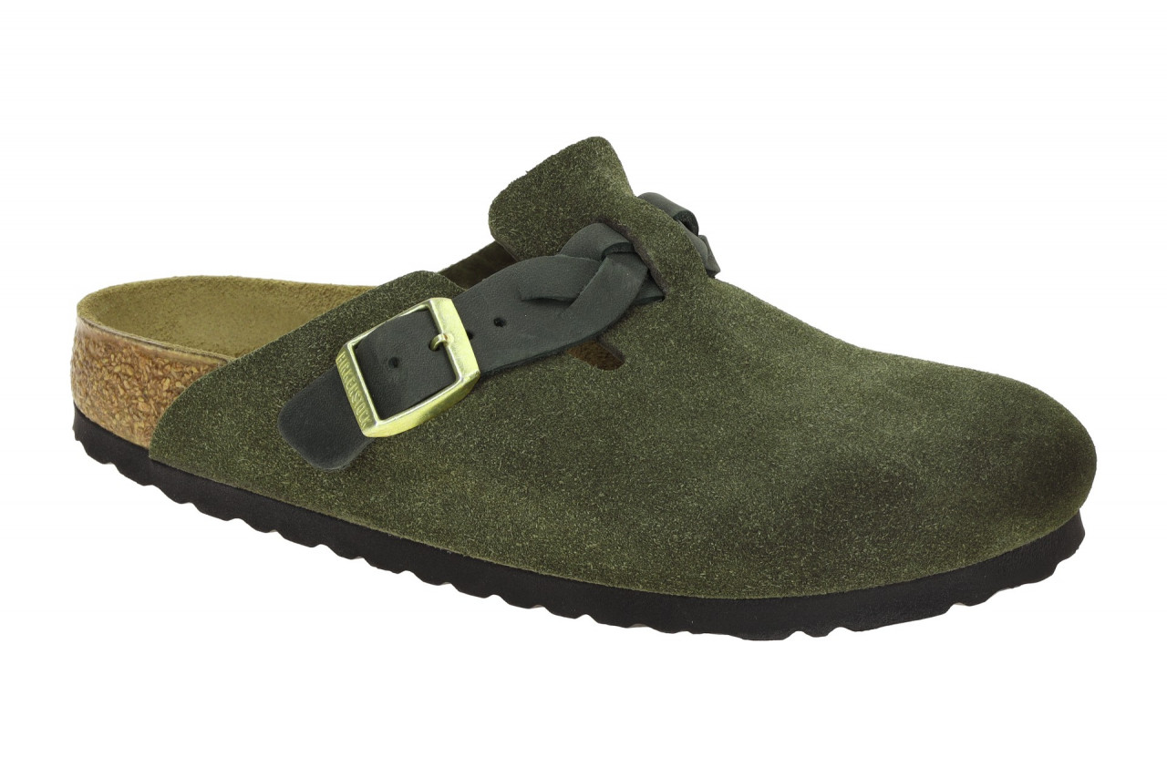 Birkenstock BOSTON BRAIDED 1030599 gr?n - bequeme Pantolette f?r Damen
