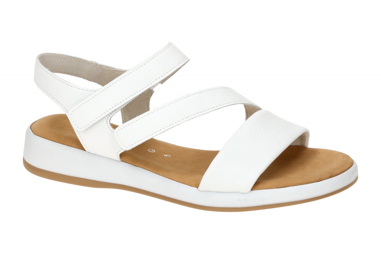 Gabor 82.733 Damen Sandalette Wei? Echtleder Keilabsatz Klettverschluss