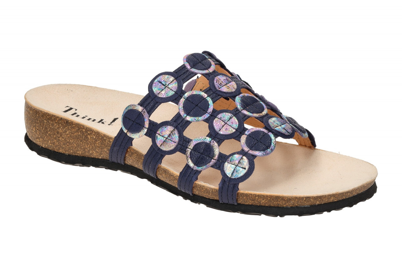 Think 247 Damenschuhe JULIA Pantoletten blau indigo kombi Echtleder Fu?bett K...
