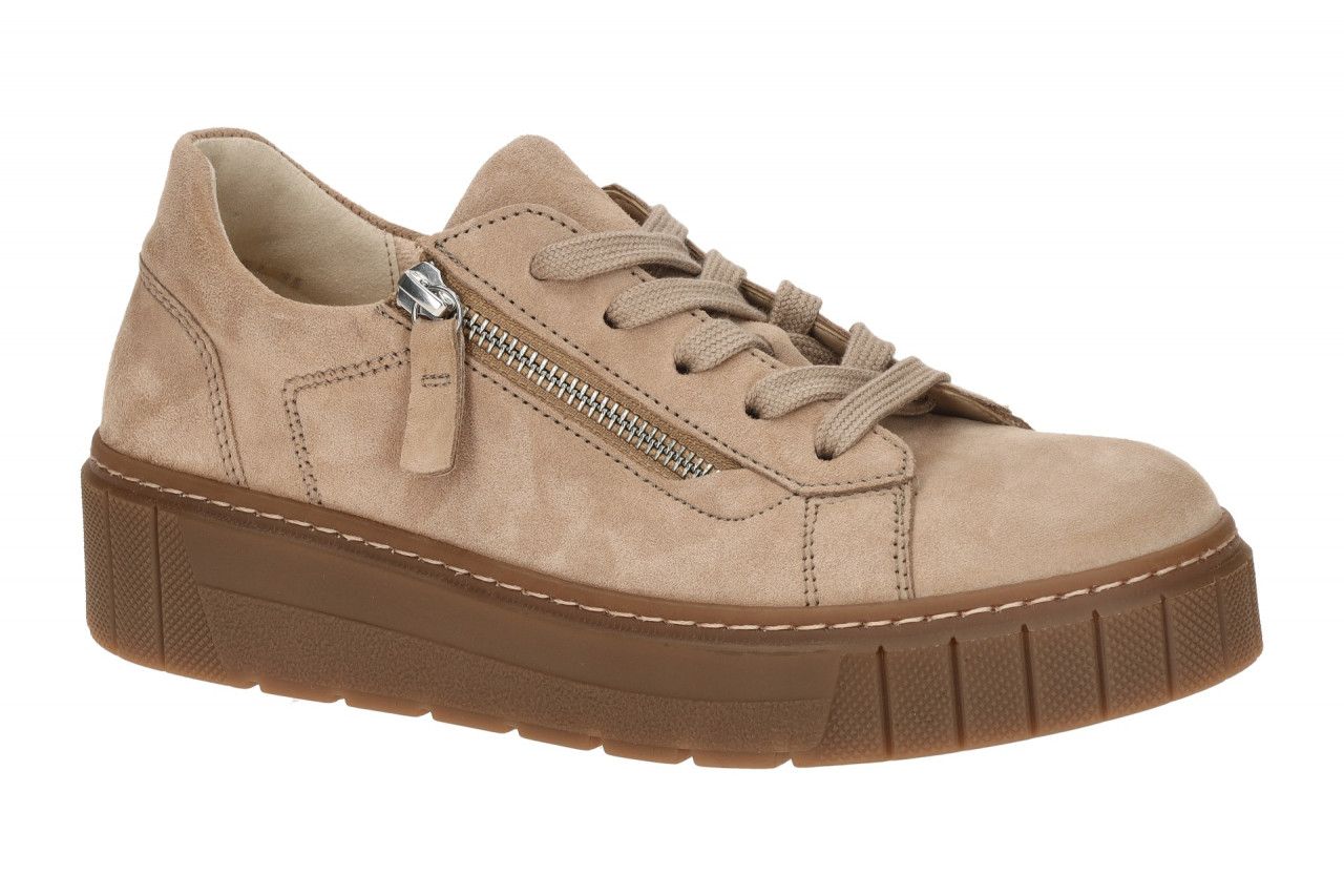 Gabor 86.415 Beige Sand Plateau Sneaker Extra Weit H - Damenschuhe Halbschuhe