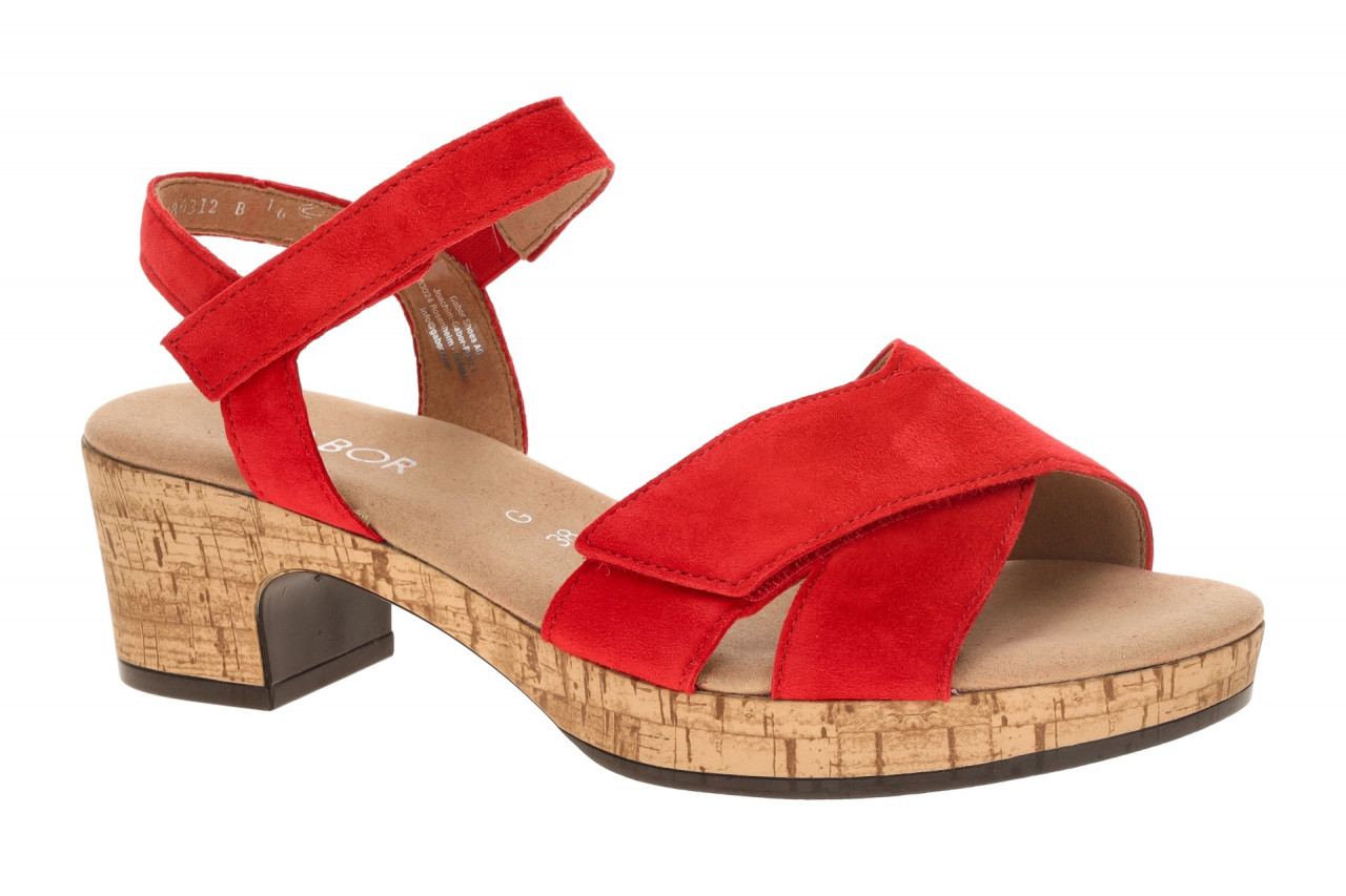 Gabor 82.072 Damen Sandalette in Rot Fire - Plateau-Sandalette mit Klettversc...