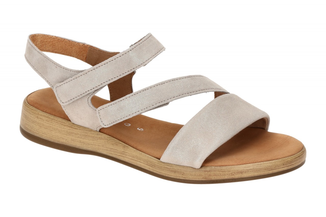 Gabor 62.733.14 Damen Sandalette Grau Muschel Keilabsatz Riemchen Sandale