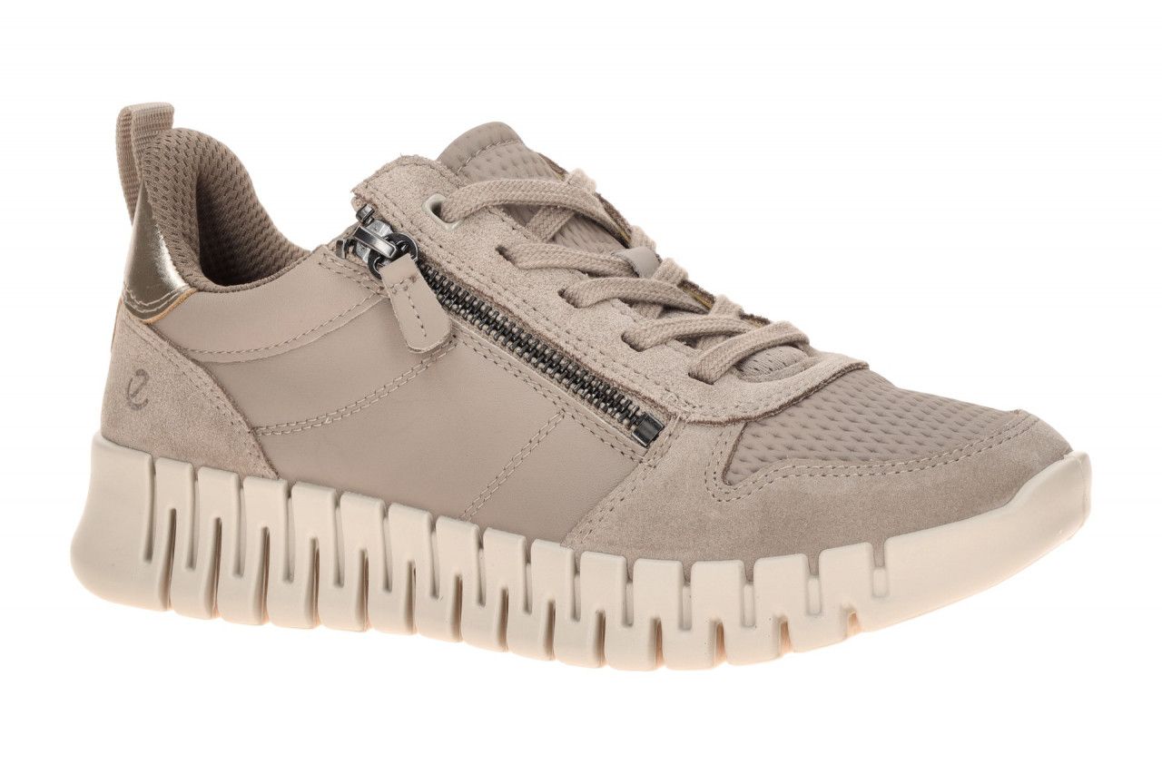 Ecco 218353 GRUUV - SIDE ZIP LACE - Damen Sneaker Grau Moon Rock/Nature beque...