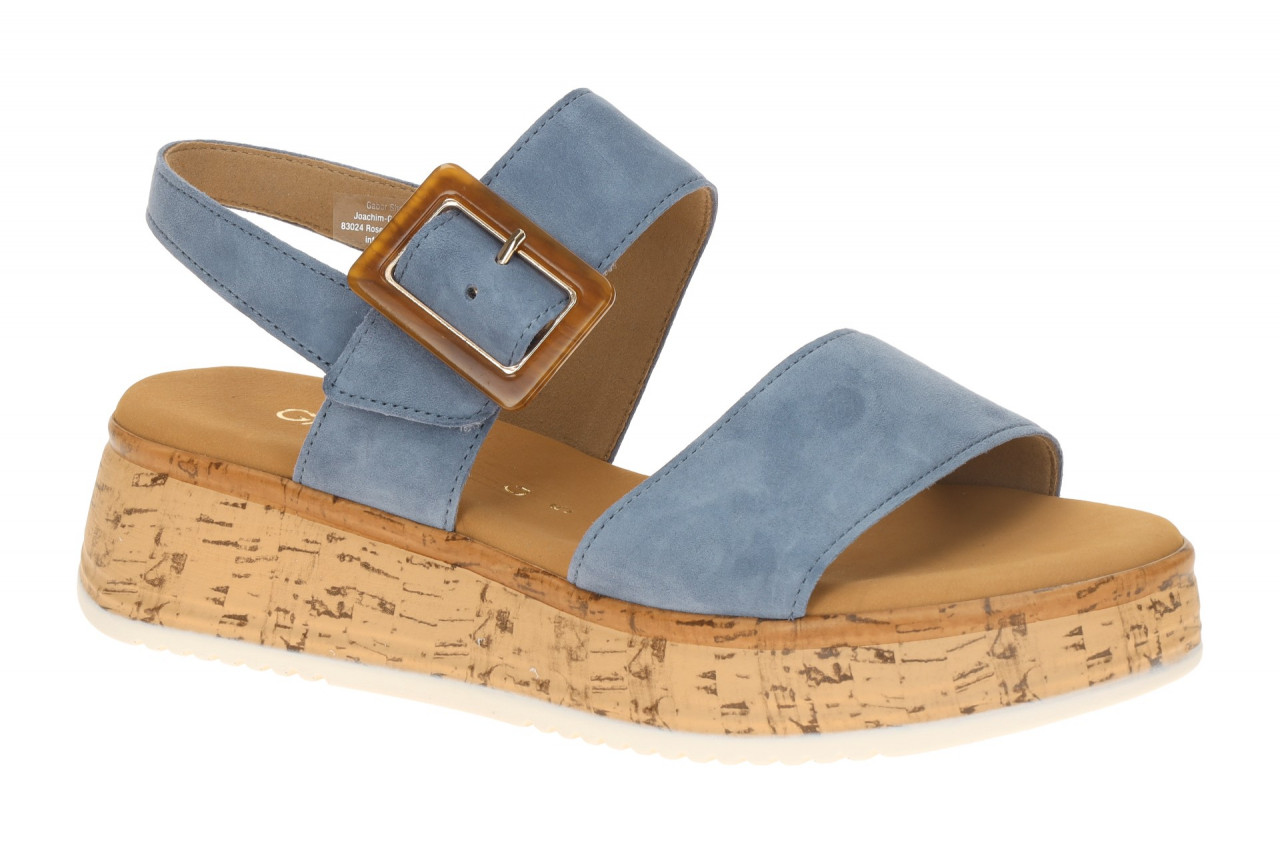 Gabor 82.744 Damen Sandalette - Riemchen Sandalen Blau heaven Keilabsatz rund