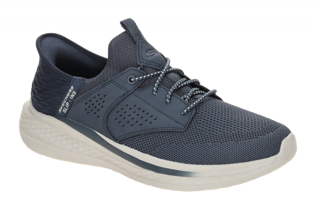 Skechers 210889 NVY Herren Slipper Halbschuhe Blau Navy vegan Air Cooled Memo...