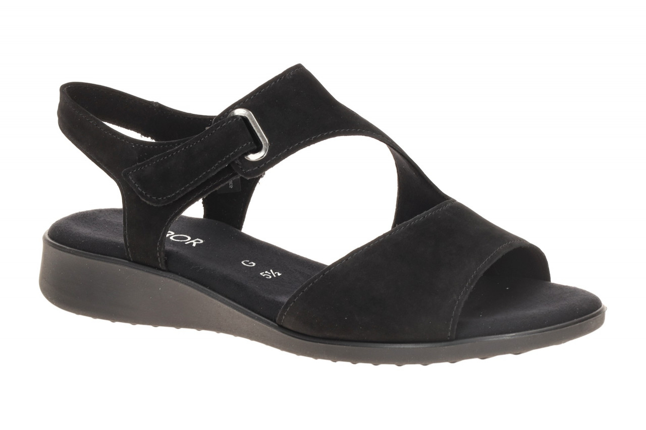 Gabor 82.803.47 Damen Sandalette Schwarz Soft Nubuk Textil Komfort Fu?bett
