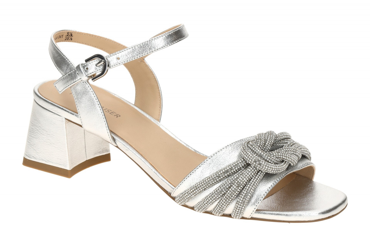 Peter Kaiser Damen Sandalette 9-78242-44 Silber Glitzer Leder Blockabsatz
