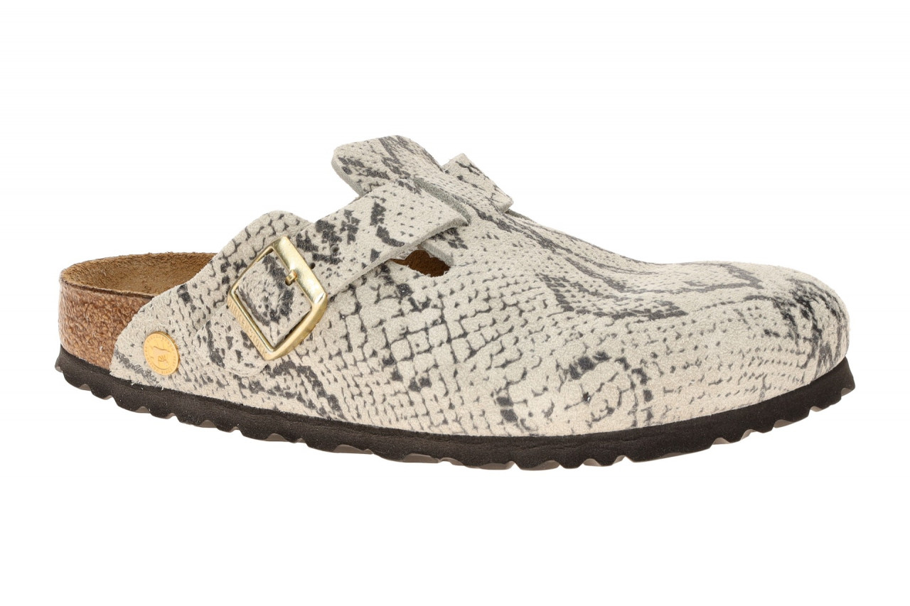 Birkenstock 1033086 Boston Rivet Logo Damenschuhe Grau Oyster bequeme Pantole...