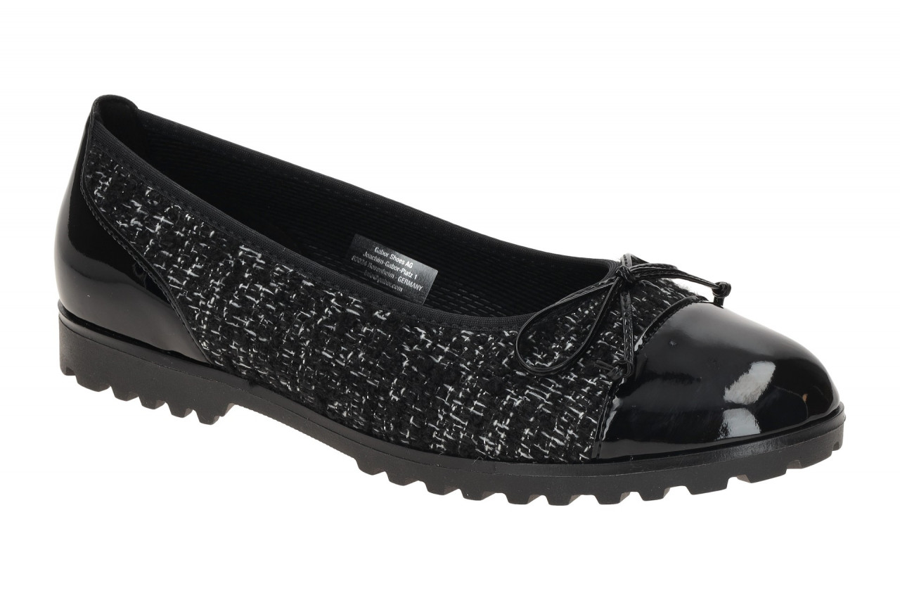 Gabor Damen Ballerinas 74.100.47 Schwarz Glitzer Slipper Fu?bett aus Echtleder
