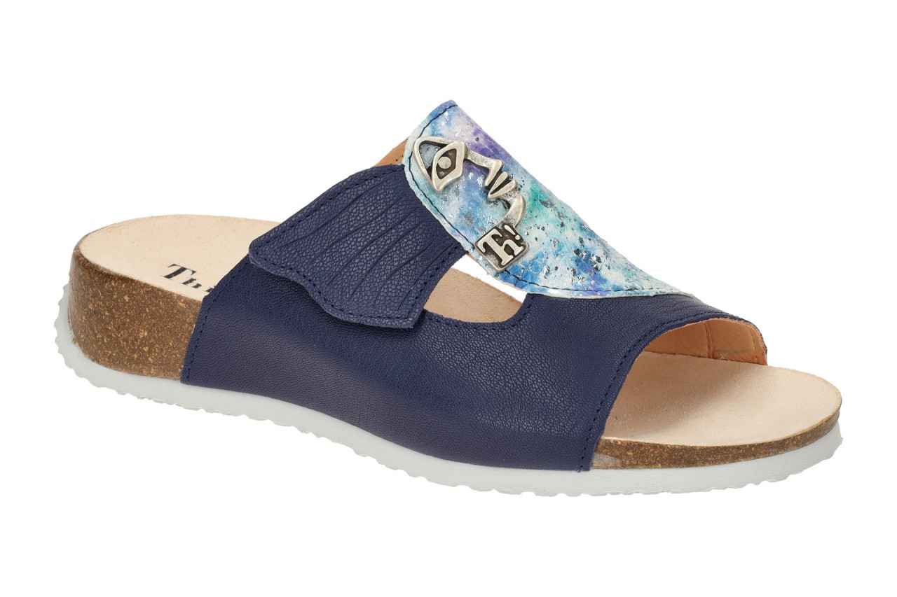Think 124 MIZZI Pantoletten Damenschuhe indigo/kombi Echtleder Komfort Fu?bett