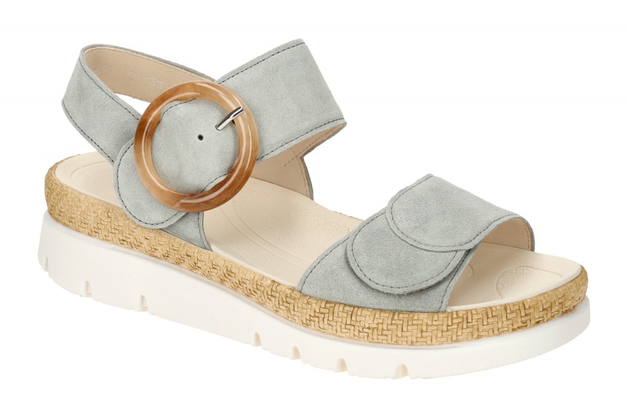 Gabor Damen Sandalette 43.723.19 Grau Pino Keilabsatz Klettverschluss