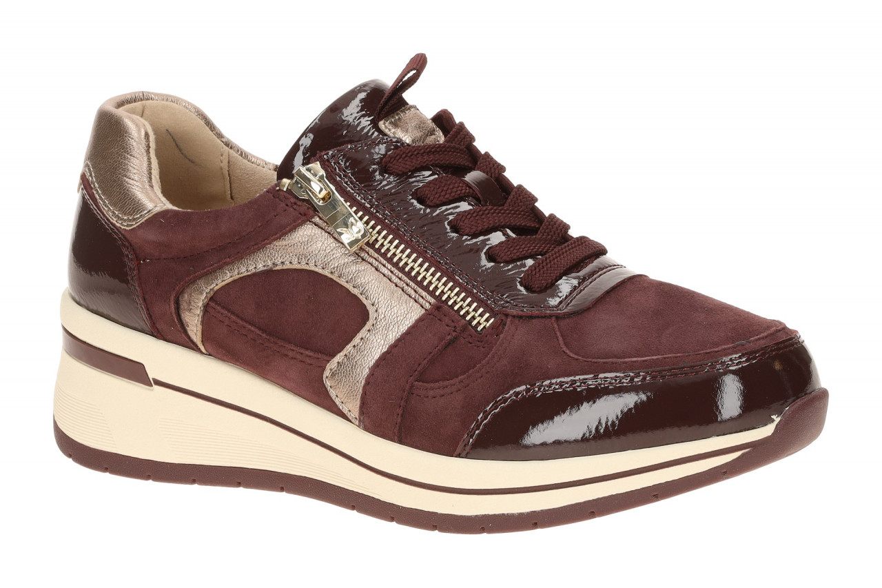 CAPRICE 23300 Damen Schn?r-Halbschuhe Bordeaux Keil-Sneaker Bequem Gummisohle