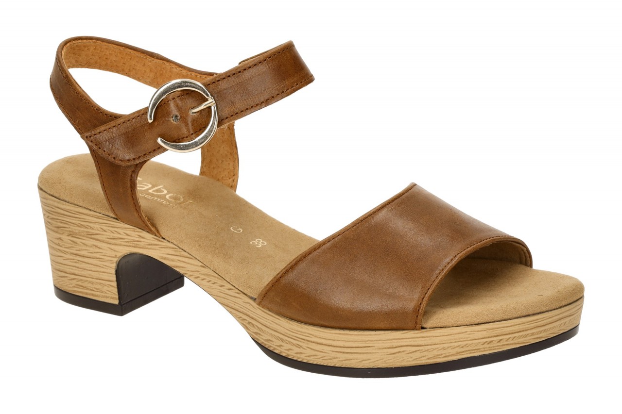 Gabor 82.071.53 Damen Sandalette Braun Camel Plateau-Sandalette mit Klettvers...