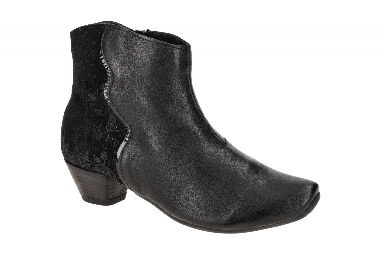 Think 840 Schwarz Velourleder Stiefeletten mit Echtleder Komfort Fu?bett