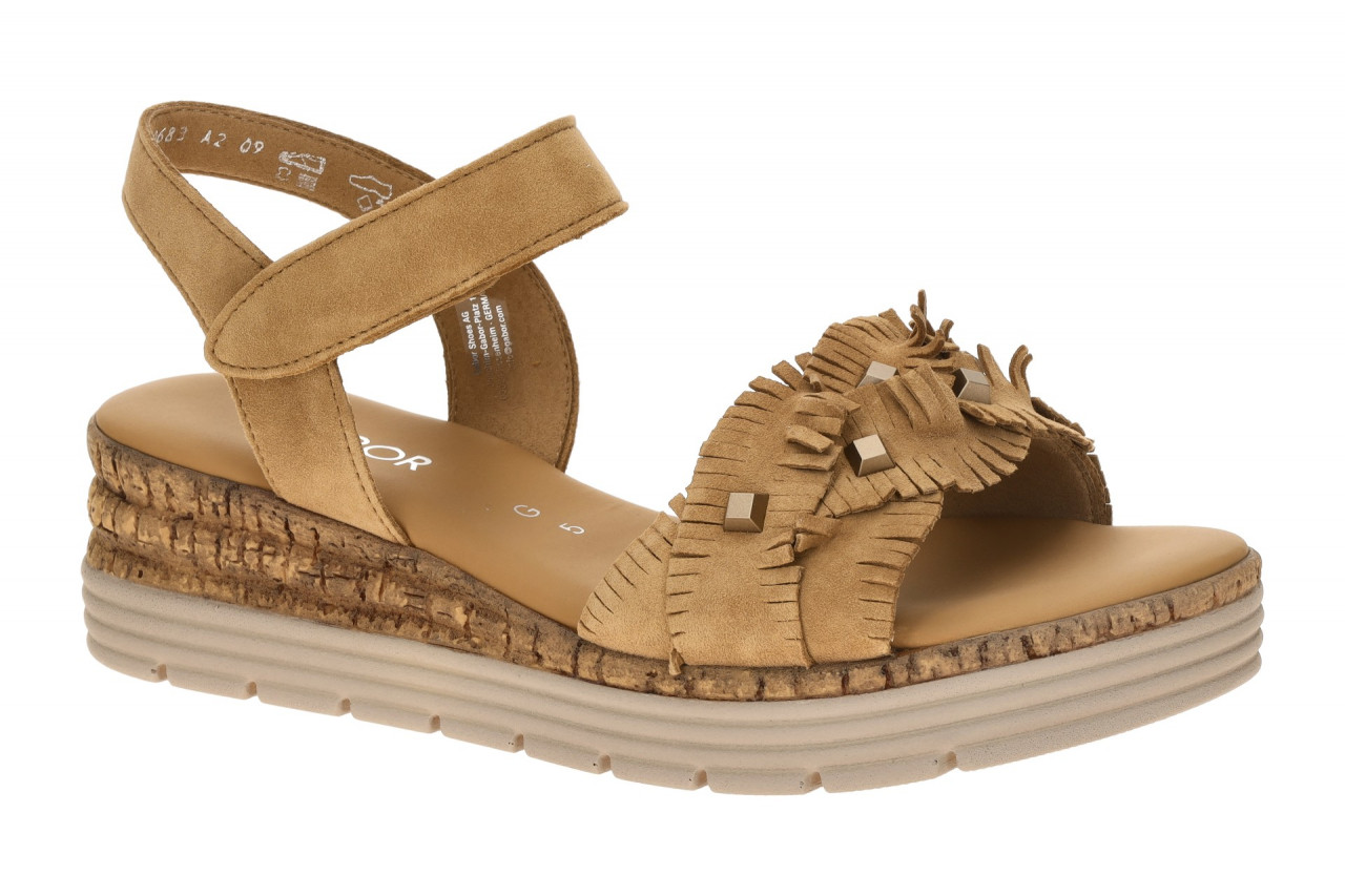 Gabor 82.704.35 Damen Sandalette Braun Sattel Keilabsatz Klettverschluss
