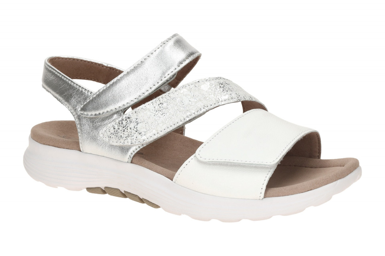 Gabor 86.813.51 Damen Sandale weiss / silber ROLLINGSOFT Keilabsatz Klettvers...