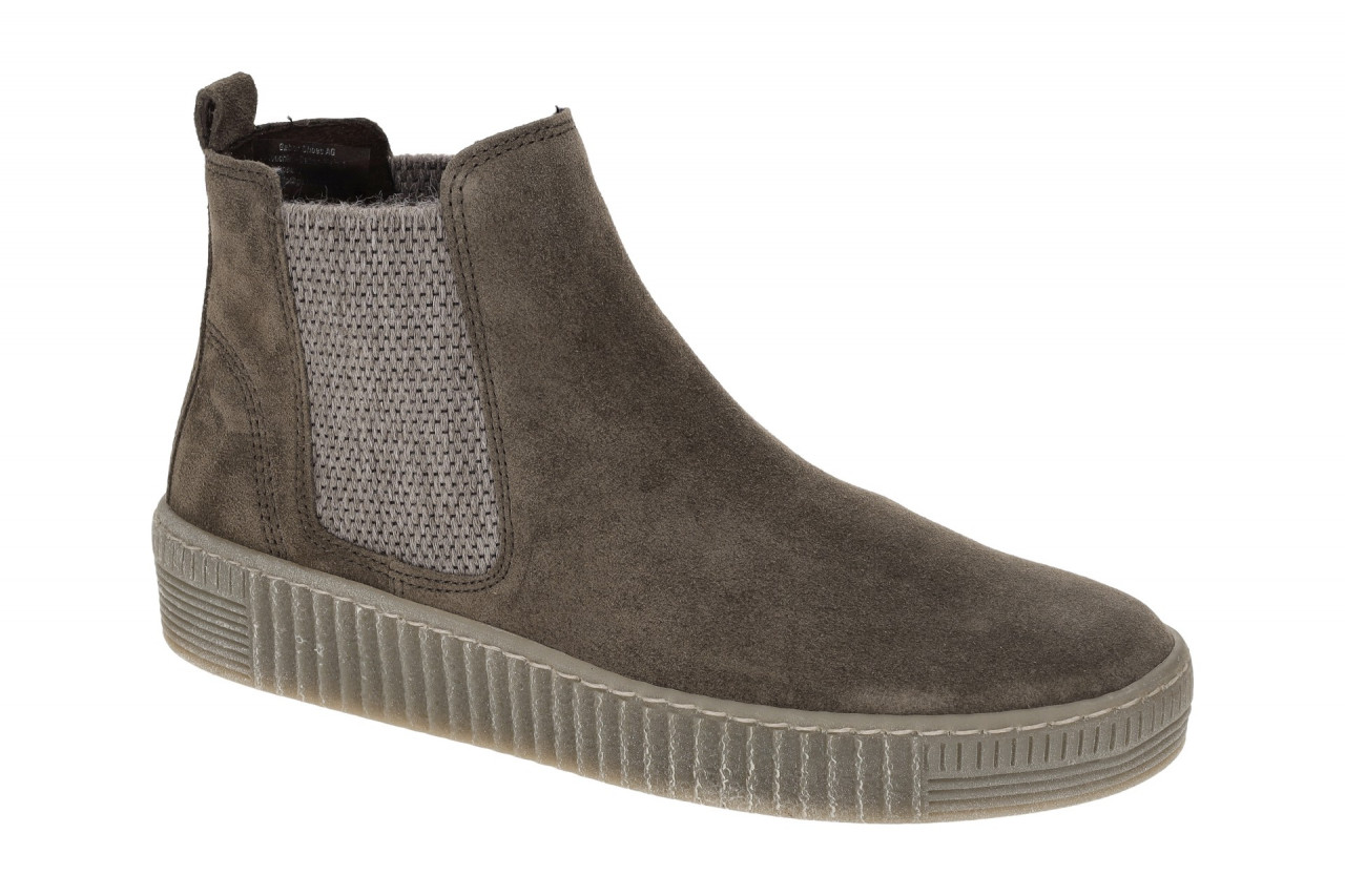 Gabor Damen Stiefeletten 73.731 - Braun Mohair Chelsea-Boots mit Keilabsatz