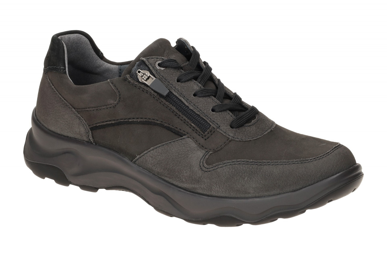 Waldl?ufer 718006 H-MAX Herren Schn?r Halbschuhe Grau Schwarz Echtleder Luftp...