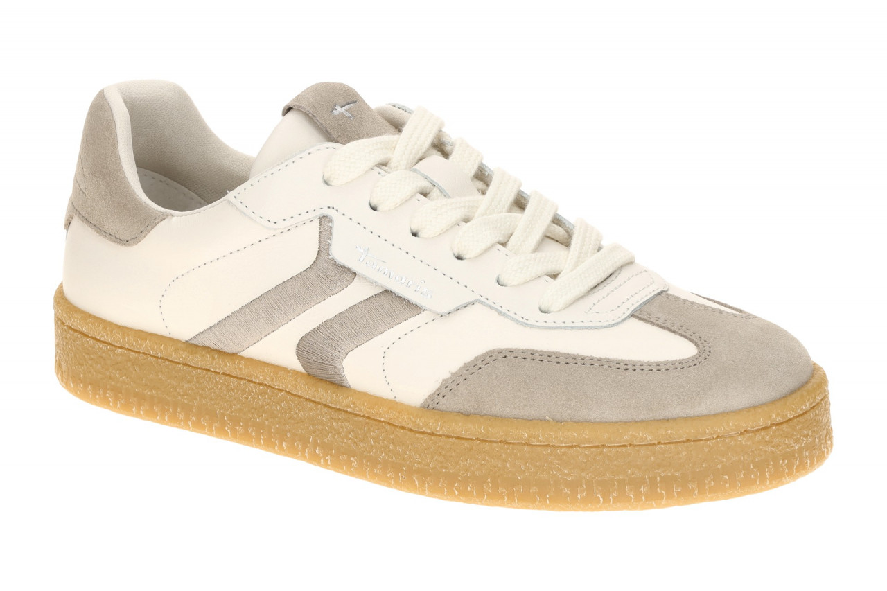 Tamaris 1-23723-44 344 Plateau Sneakers Wei?-Taupe comb Velourleder Sportschuhe