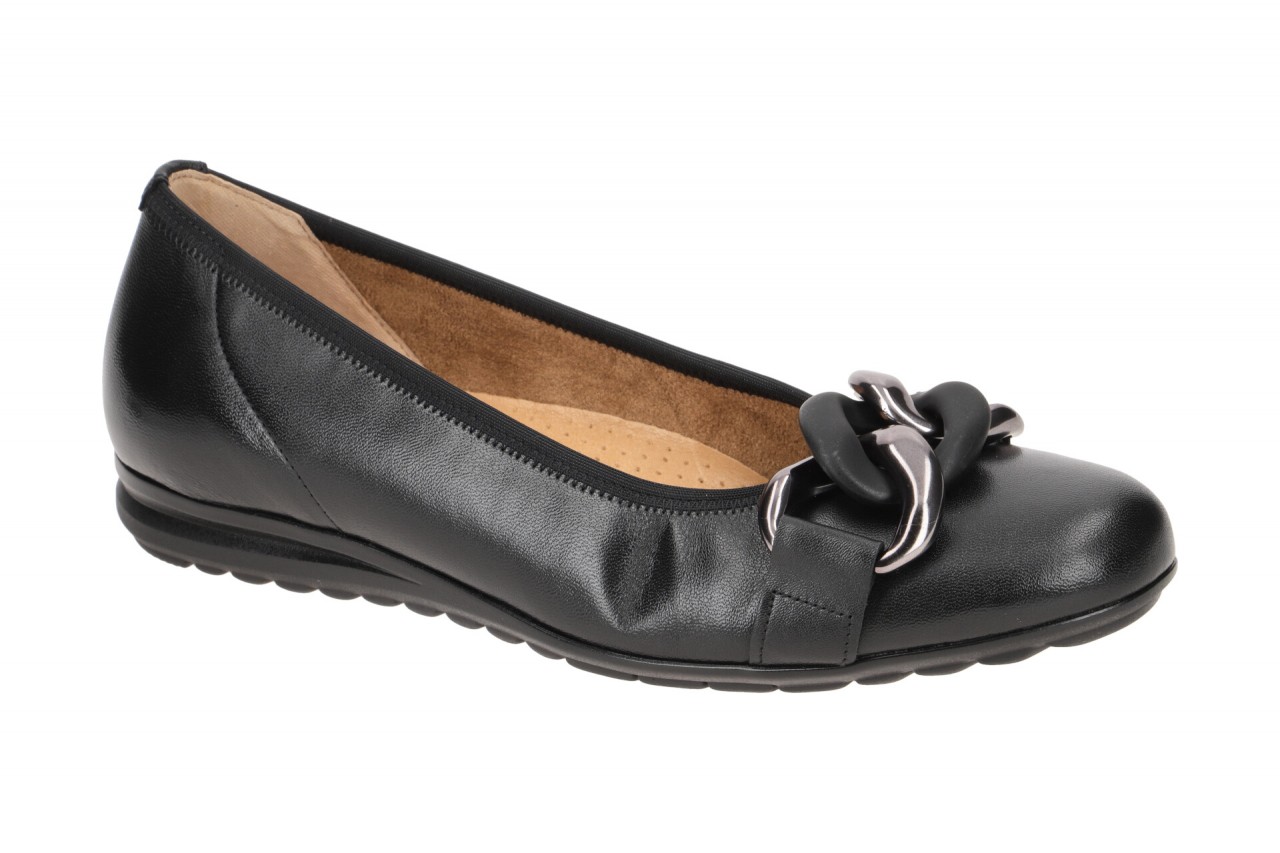 Gabor 72.625.27 Damen Ballerinas in Schwarz mit Keilabsatz und Gummisohle