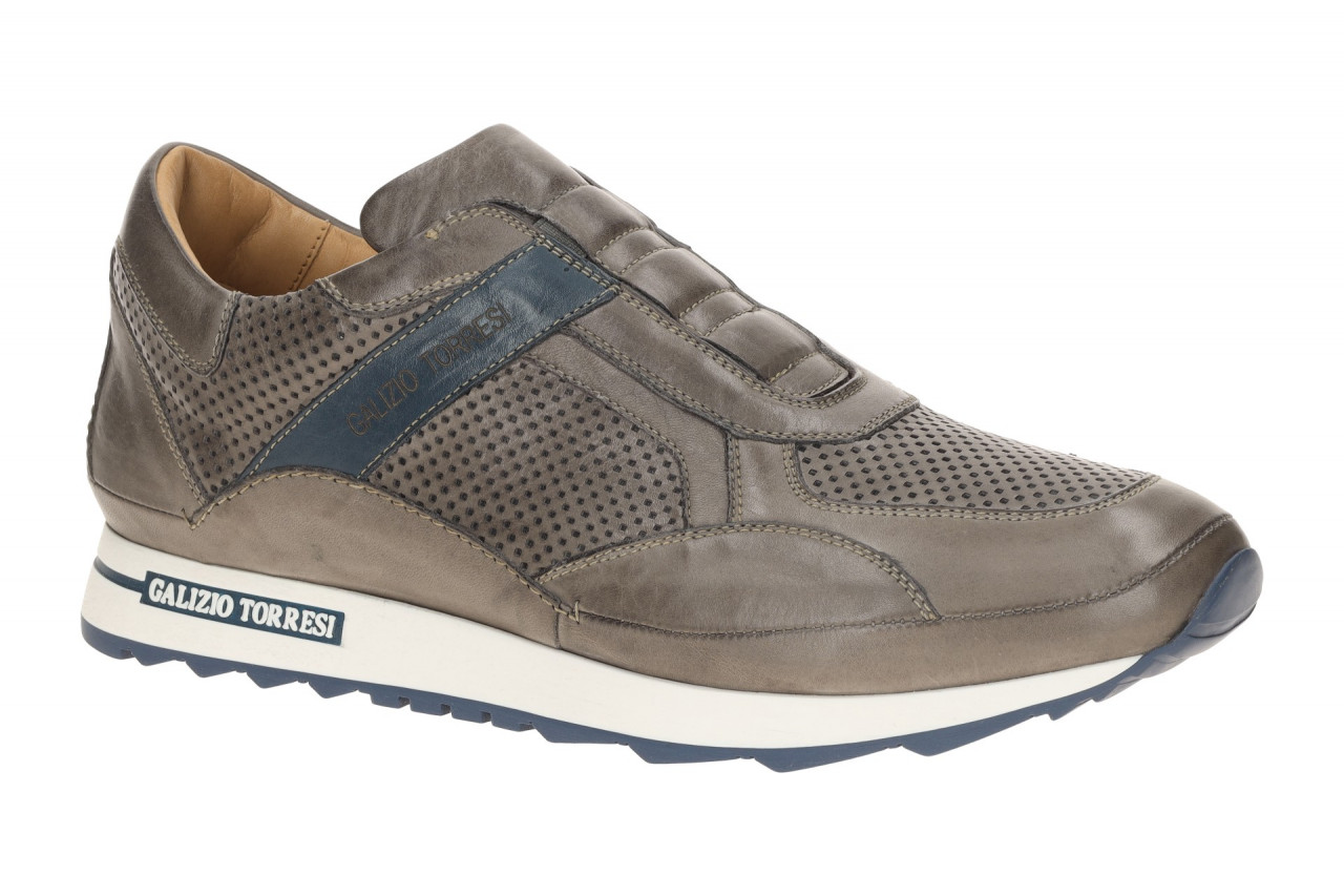 Galizio Torresi Herren Slipper 414040 70149 Grau - perla blu Echtleder Gummis...