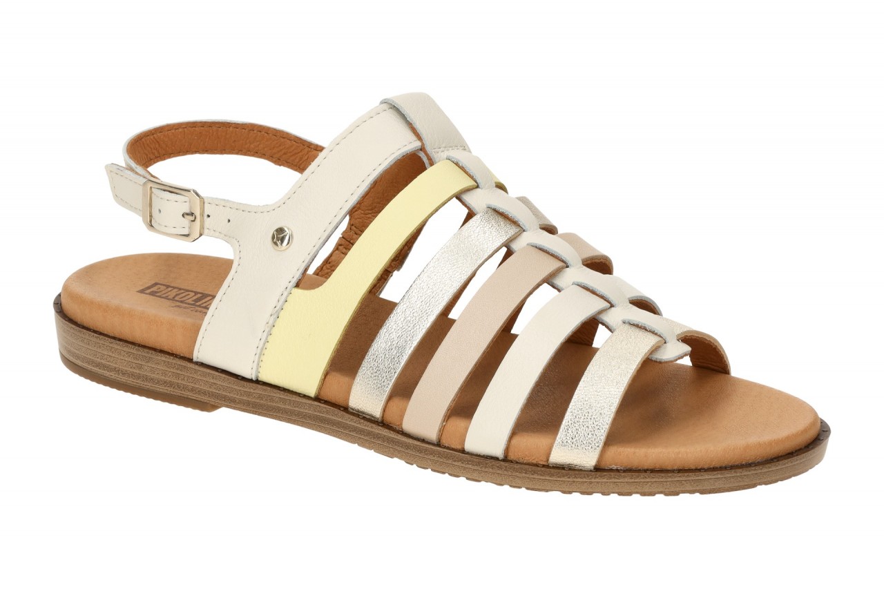 Pikolinos W8Q-0799C1 nata Damen Sandalette wei? Riemchen Sandale flexibel Gum...