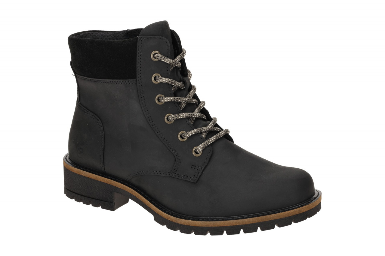 Ecco 20212351052 ELAINA Damen Stiefeletten Schwarz Oil Nubuck Schn?r-Boots