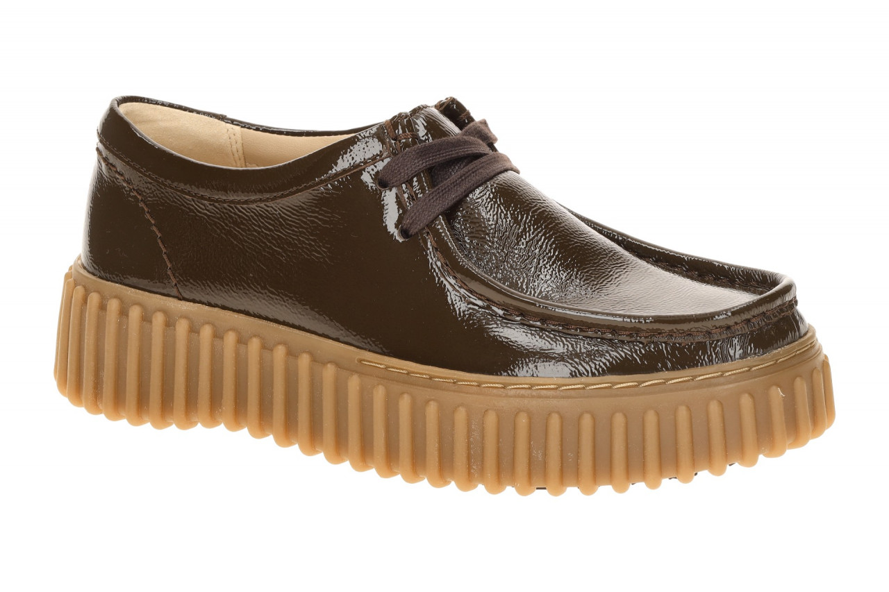 Clarks 26186667 4 TORHILL BEE Damen Halbschuhe Braun Gl?nzend Fu?bett aus Ech...