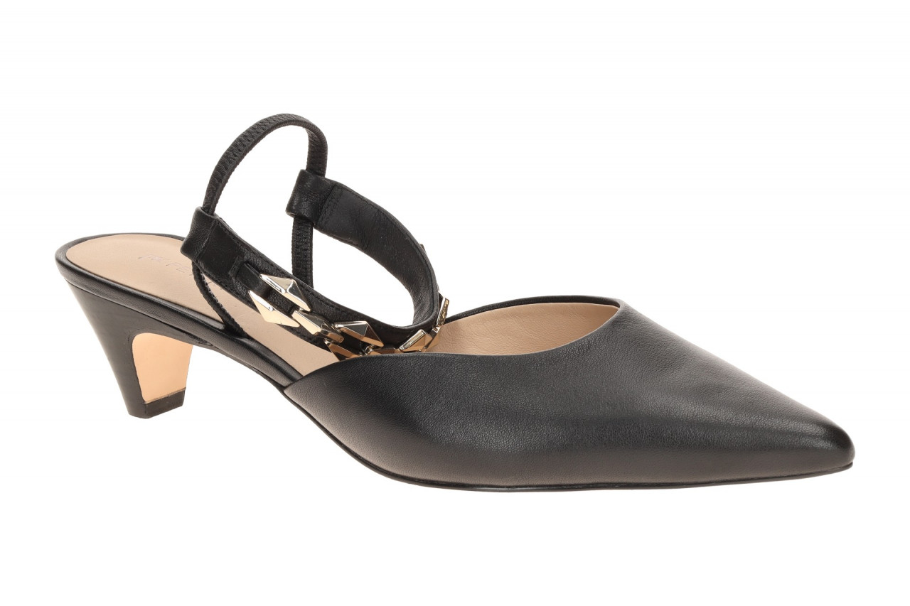 Peter Kaiser 9-79505-46 Black Sling Pumps Goldkette Echtleder Fesselriemchen
