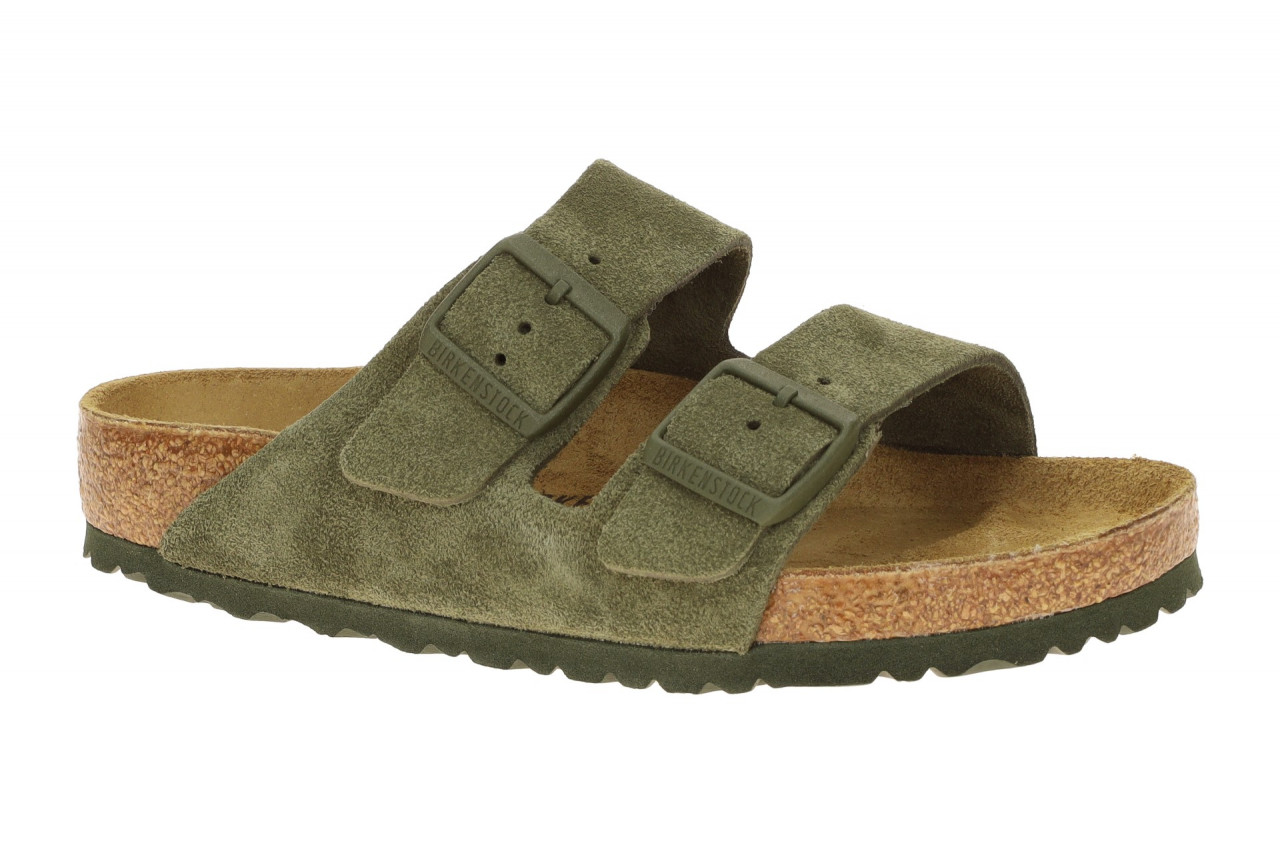 Birkenstock 1025657 BS Arizona thyme Gr?n Pantoletten Echtleder Fu?bett aus K...