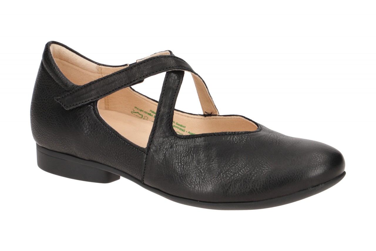 Think 564 Damenschuhe Schwarz Glattleder Mary Jane Klettverschluss
