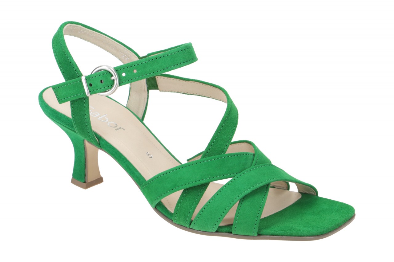 Gabor 41.781.19 Damen Sandale Gr?n Velour Trichterabsatz 5,5cm