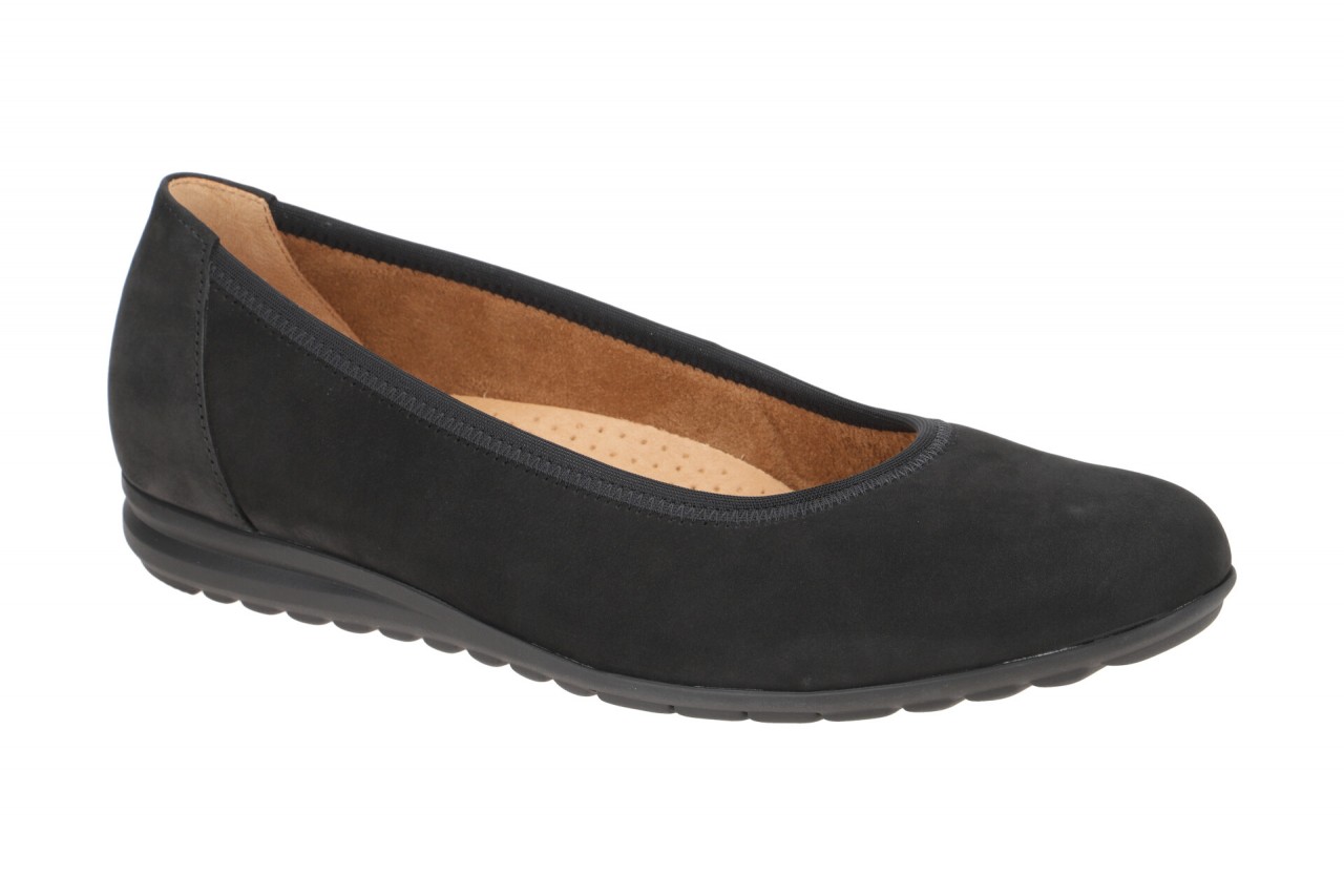 Gabor 72.620.47 Damen Ballerinas Schwarz - schwarz Echtleder Keilabsatz