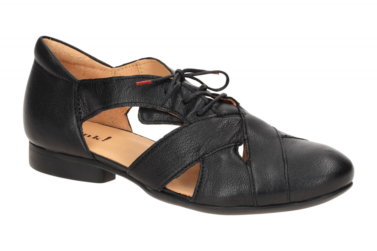 Think 1121 Schwarz Damen Schn?r-Halbschuhe Echtleder Komfort Fu?bett