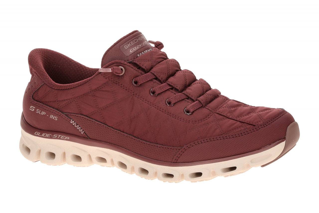 Skechers 104556 BURG Glide Step - At Ease Slip-On Sneaker Rot Burgundy Vegan