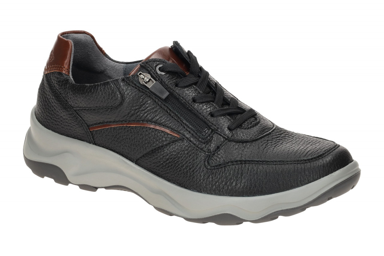 Waldl?ufer Herrenschuhe 718007 H-MAX Schwarz/Cognac Bequeme Schn?r Halbschuhe