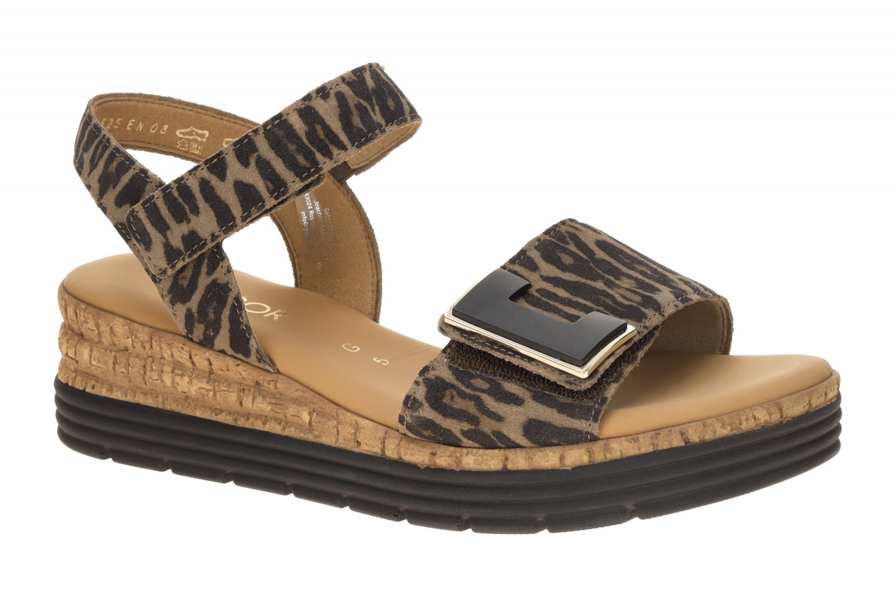 Gabor Damen Sandalette 82.700.62 Braun Cognac Keilabsatz Klettverschluss Echt...