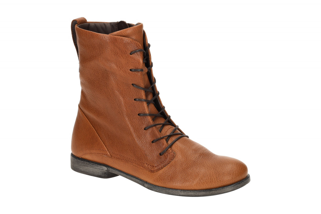 Think 34 AGRAT Damen Stiefeletten cognac Echtleder Blockabsatz