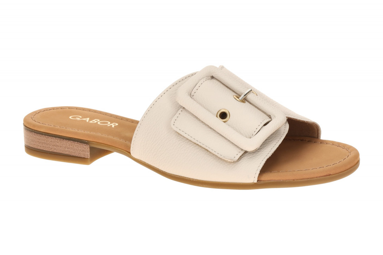Gabor 82.791 Damen Pantoletten Beige Gold Glattleder Fu?bett 2cm Absatz