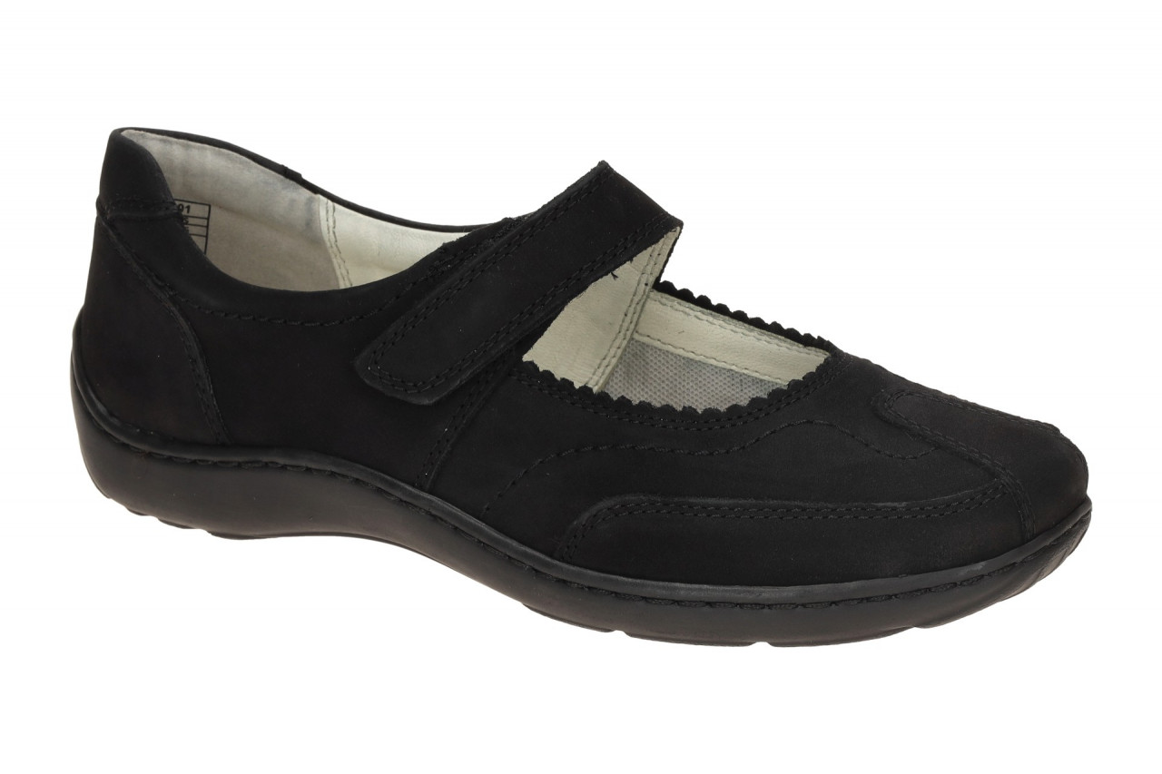 Waldl?ufer 496302 HENNI Mary Jane Ballerina Schwarz Echtleder Extra WeitKomfo...