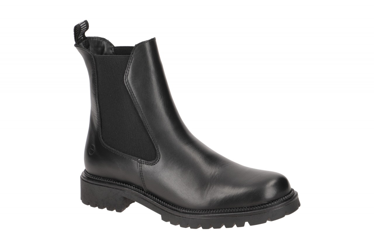 Tamaris Stiefeletten 1-25427-41 Black Leather Chelsea Boots Blockabsatz