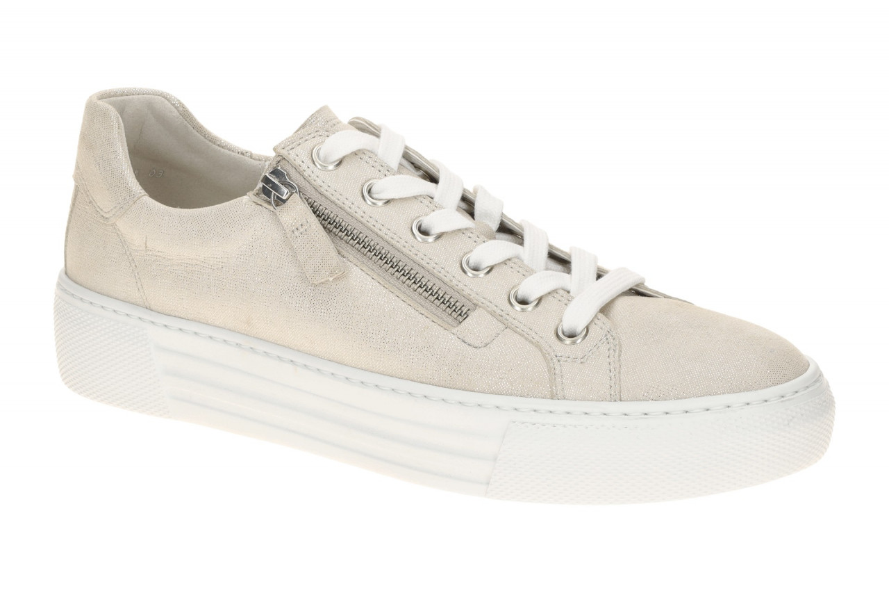 Gabor 66.465.11 FLORENZ Damen Plateau Sneaker Grau bianco Echtleder Gummi G W...